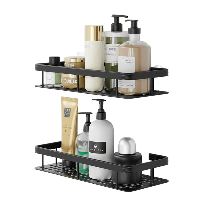Pack 2 Estanteria baño de aluminio, Resistente al agua y al oxido, Estanteria ducha sin taladro, Organizador ducha para champú y gel de baño