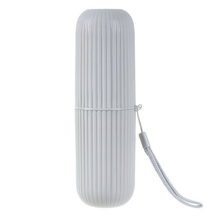 Neceser cepillo dientes y pasta, Estuche de cepillo de dientes portátil, Soporte de cepillo de dientes de viaje gris
