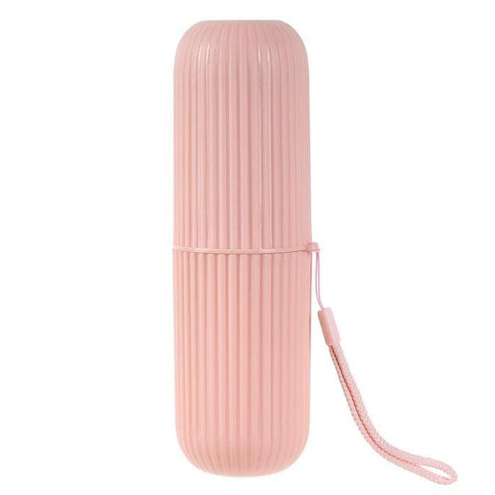 Neceser cepillo dientes y pasta, Estuche de cepillo de dientes portátil, Soporte de cepillo de dientes de viaje rosa