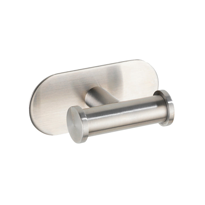 Percha de baño Essential plata cromado cepillado, Perchero autoadhesivo de pared, Percha acero inoxidable sin taladro