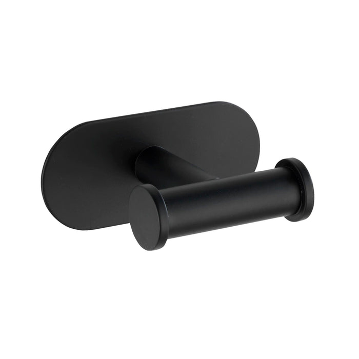 Percha de baño Essential negro barnizado, Perchero autoadhesivo de pared, Percha acero inoxidable sin taladro
