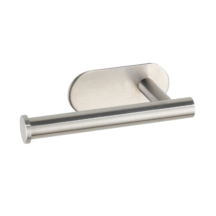 Portarrollos wc Essential plata cromado cepillado, Portarrollos papel higiénico autoadhesivo, Soporte papel higiénico acero inoxidable sin taladro