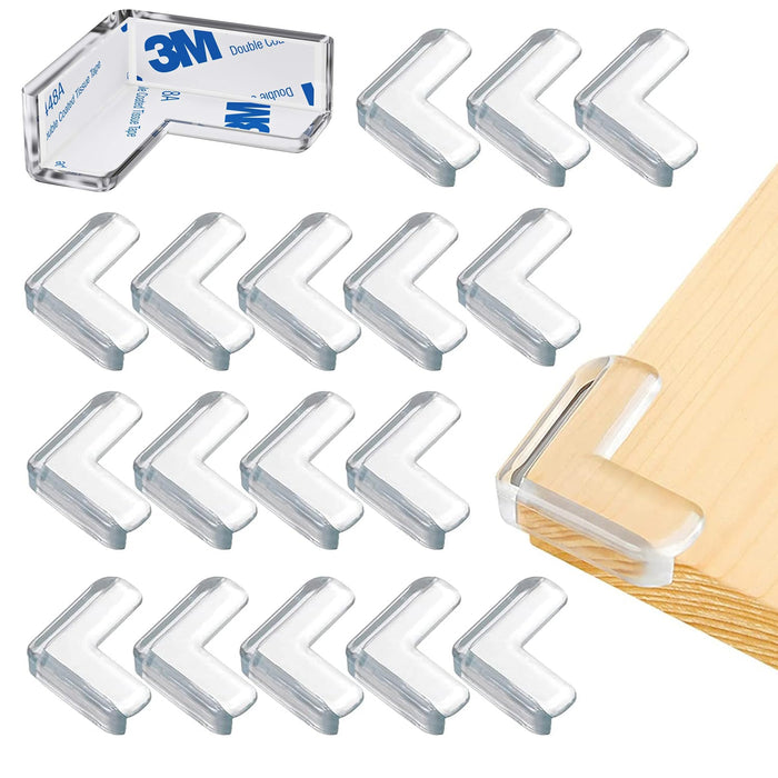 20 Protectores de esquina transparente de seguridad para bebes y niños, Protector esquinas muebles, Suave y de alta resiliencia