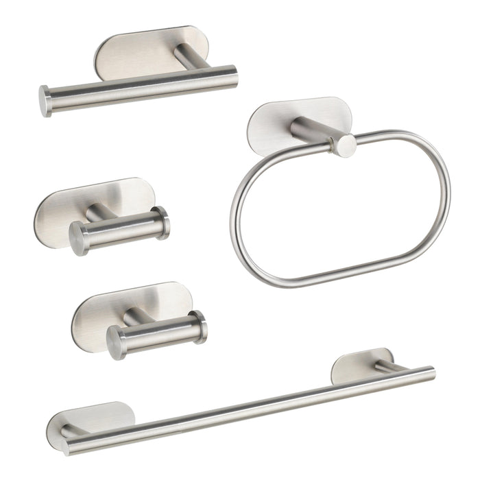 Set de accesorios de baño 5 piezas Essential plata cromado cepillado, Conjunto de accesorios Essential