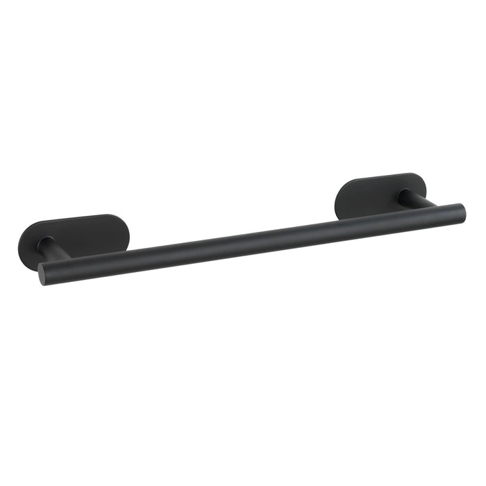 Toallero Essential negro barnizado 40x4.5cm, Toallero autoadhesivo de pared, Toallero acero inoxidable sin taladro