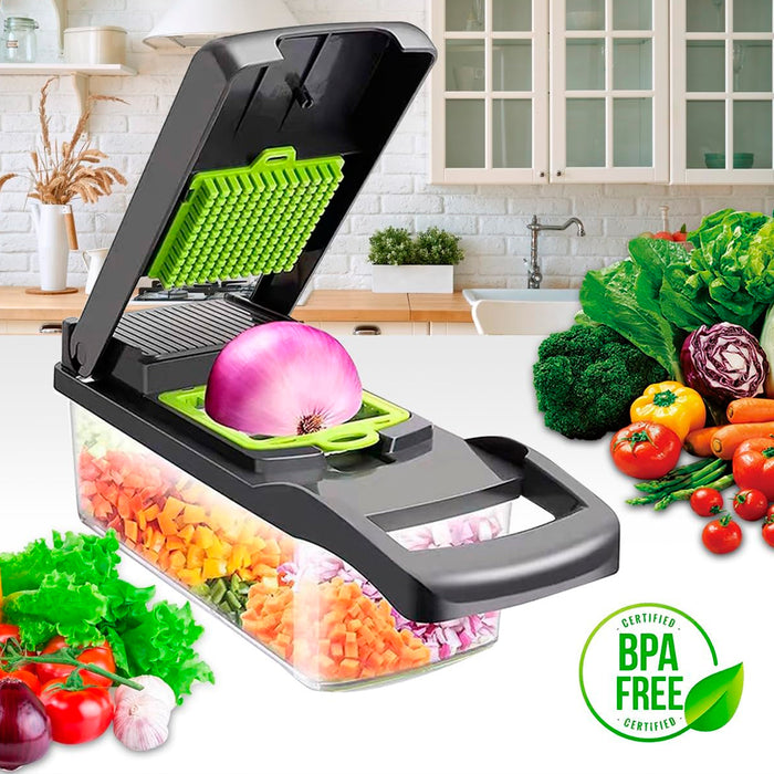 Cortador de verdura, Cortadora de verduras acero inoxidable, Mandolina de cocina profesional con 7 cuchillas, Multifuncional cortador verduras, Picador de verduras para cebolla, tomates, patatas