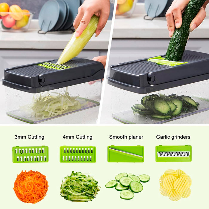 Cortador de verdura, Cortadora de verduras acero inoxidable, Mandolina de cocina profesional con 7 cuchillas, Multifuncional cortador verduras, Picador de verduras para cebolla, tomates, patatas