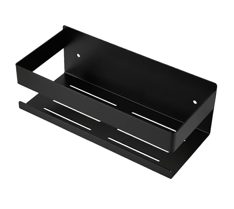 Estantería baño Essential negro barnizado, Estantería ducha autoadhesiva de pared, Estante ducha acero inoxidable sin taladro