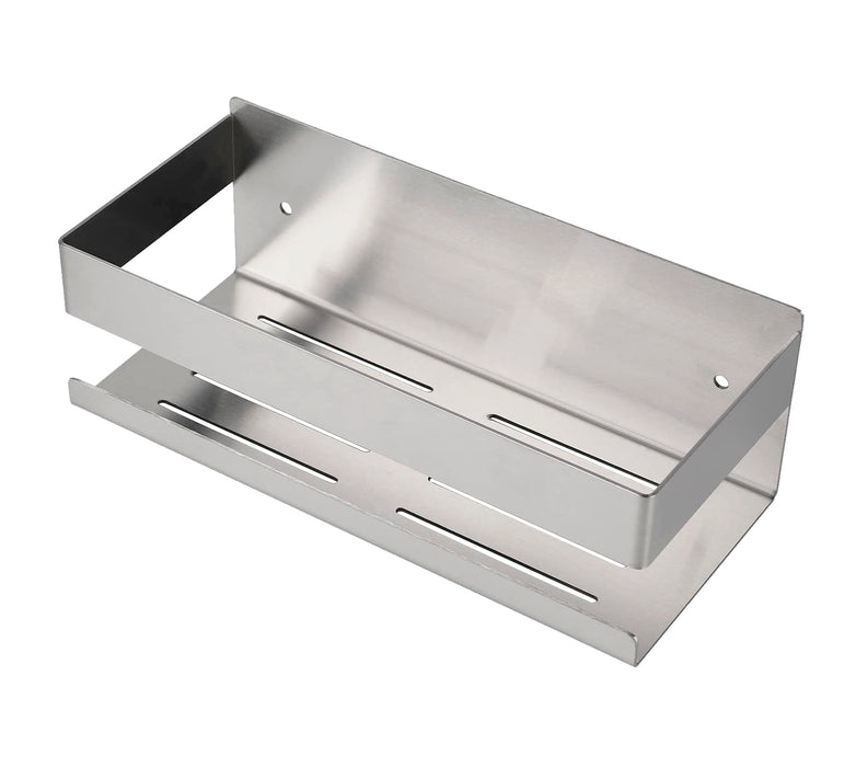 Estantería baño Essential plata cromado cepillado, Estantería ducha autoadhesiva de pared, Estante ducha acero inoxidable sin taladro