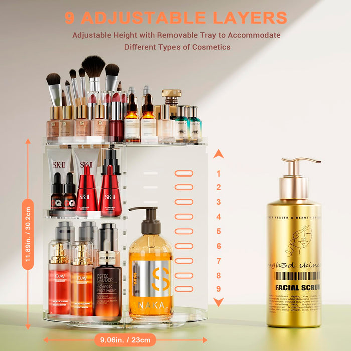 Organizador de maquillaje giratorio 360, Organizador de perfumes y cremas