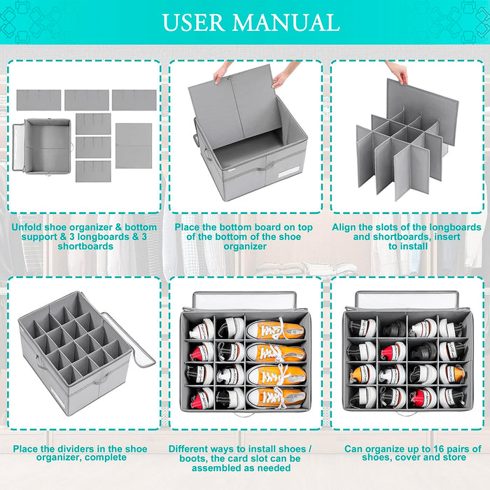 Organizador de zapatos armario 16 pares, Caja de almacenamiento para zapatos