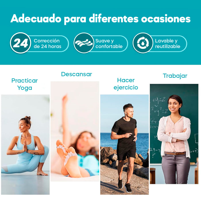 Separadores de dedos de los pies, 4 Uds enderezador y separador de dedos, Separador de dedos del pie de silicona 0% BPA, Corrector de juanetes, Espaciadores de dedos