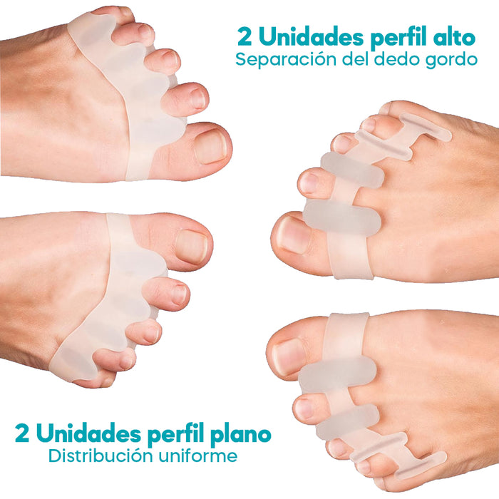 Separadores de dedos de los pies, 4 Uds enderezador y separador de dedos, Separador de dedos del pie de silicona 0% BPA, Corrector de juanetes, Espaciadores de dedos