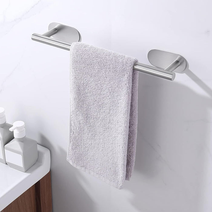 Toallero Essential plata cromado cepillado 40x4.5cm, Toallero autoadhesivo de pared, Toallero acero inoxidable sin taladro