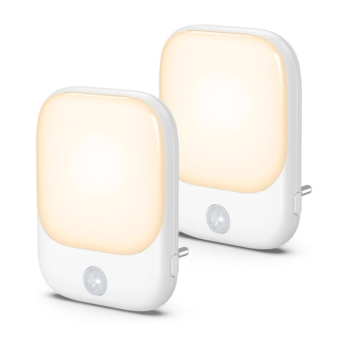 2 Pcs Luz nocturna con sensor de movimiento, Luz nocturna LED de enchufable con 5 niveles de brillo ajustable, Luz nocturna blanca cálida de 2700 K con 3 modos de iluminación, Para dormitorio